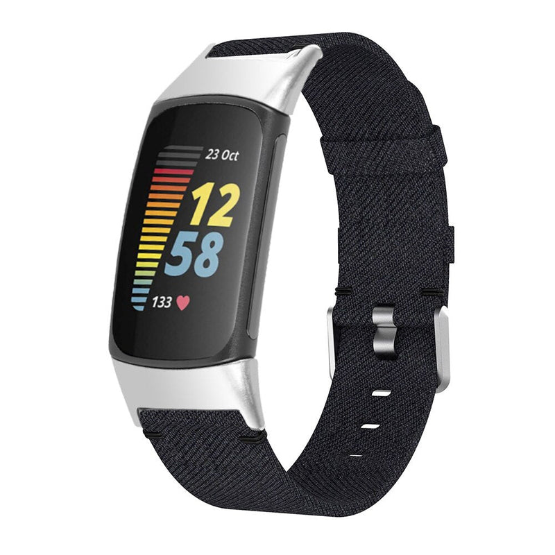 Fitbit Charge 5 Strap | Fitbit Charge 6 Strap | Black Woven Canvas Strap/Band