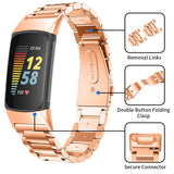 Fitbit Charge 5 Strap | Fitbit Charge 6 Strap | Rose Gold Classic Steel Strap/Band