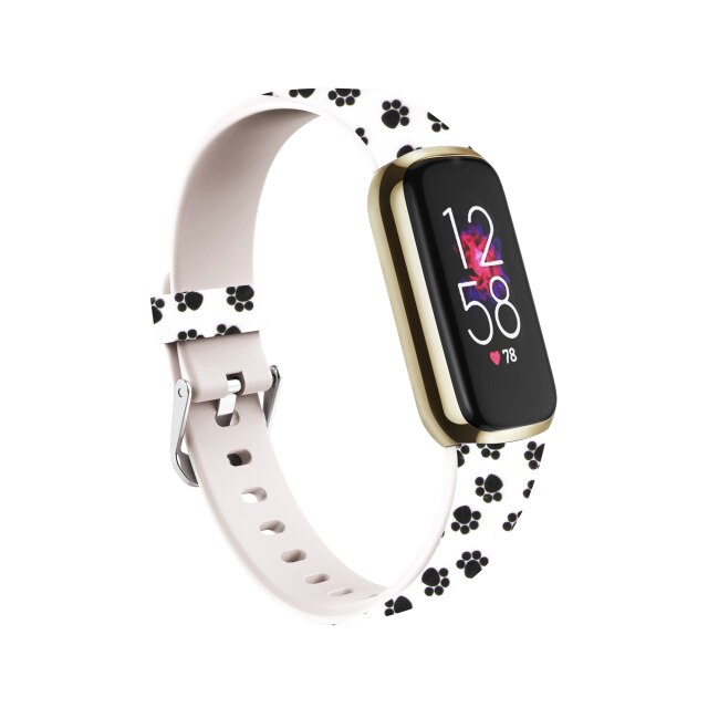 Fitbit Luxe Strap | Patterned Silicone Strap | Paw Prints