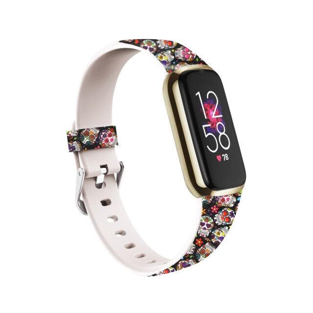 Fitbit Luxe Strap | Patterned Silicone Strap | Skulls