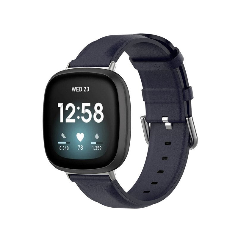 Fitbit Sense 2 Strap | Fitbit Versa 4 Strap | Navy Blue Premium Leather Fitbit Strap