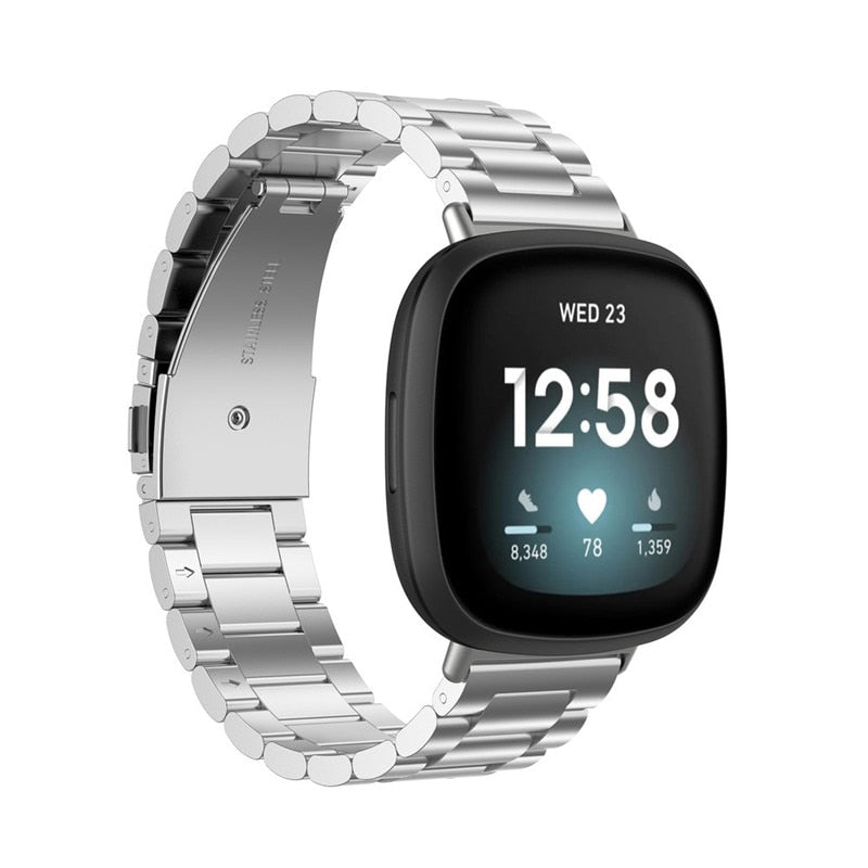 Fitbit Sense 2 Strap | Fitbit Versa 4 Strap | Silver Metal Fitbit Strap