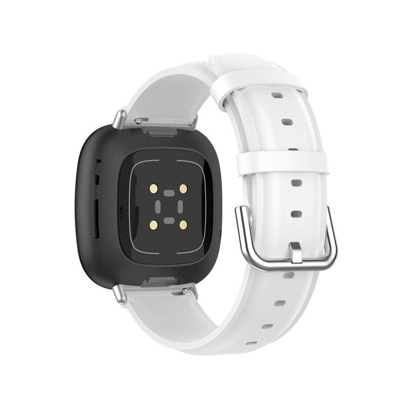 Fitbit Sense 2 Strap | Fitbit Versa 4 Strap | White Premium Leather Fitbit Strap