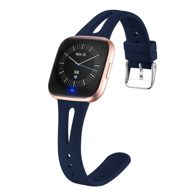 Fitbit Versa Strap | Fitbit Versa 2 Strap | Fitbit Versa Lite Strap | Narrow Plain Silicone Strap/Band (Ventilated) | 8 Colours Available