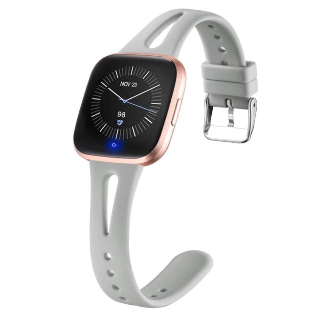 Fitbit Versa Strap | Fitbit Versa 2 Strap | Fitbit Versa Lite Strap | Narrow Plain Silicone Strap/Band (Ventilated) | 8 Colours Available