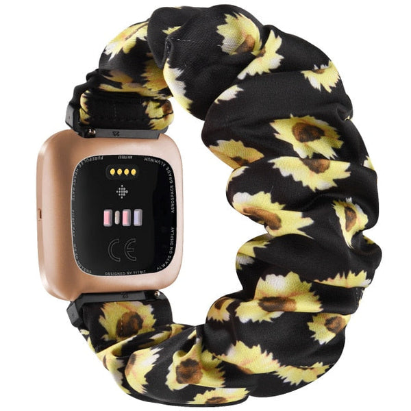 Fitbit Versa Strap | Fitbit Versa 2 Strap | Fitbit Versa Lite Strap | Patterned Scrunchie Silicone Strap/Band | 9 Colours Available