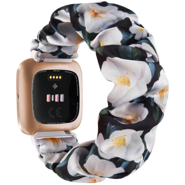 Fitbit Versa Strap | Fitbit Versa 2 Strap | Fitbit Versa Lite Strap | Patterned Scrunchie Silicone Strap/Band | 9 Colours Available