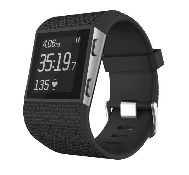 For Fitbit Surge | Grained Silicone Strap | Black