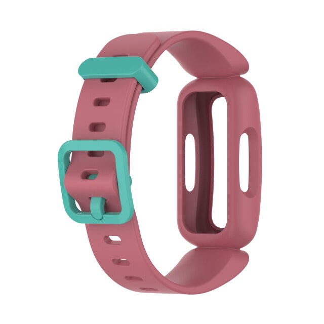 Light Red (Green Clasp) Plain Silicone Fitbit Ace 3 Strap/Fitbit Ace 3 Band