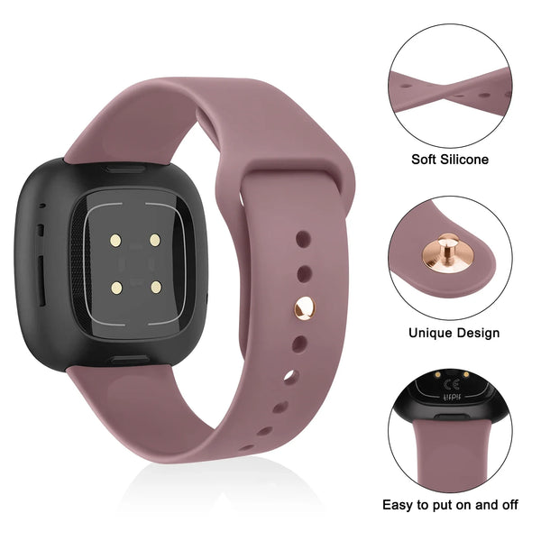 Fitbit Sense 2 Strap | Fitbit Versa 4 Strap | Grey Silicone Replacement Fitbit Strap